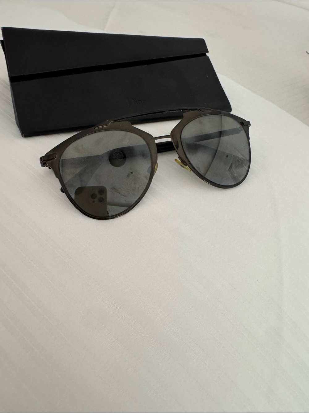 Dior Round Metal Sunglasses in Dark Gunmetal with Smoke Lenses